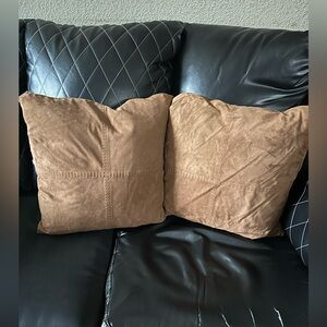 Ralph Lauren Brown Leather Throw Pillows Set
